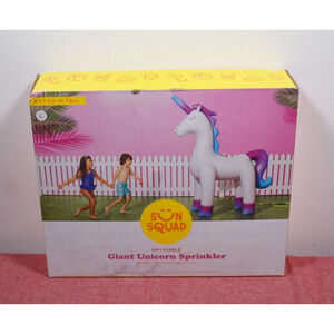 Sun Squad Inflatanle Giant Unicorn Sprinkler 6 Foot Tall Water Toy